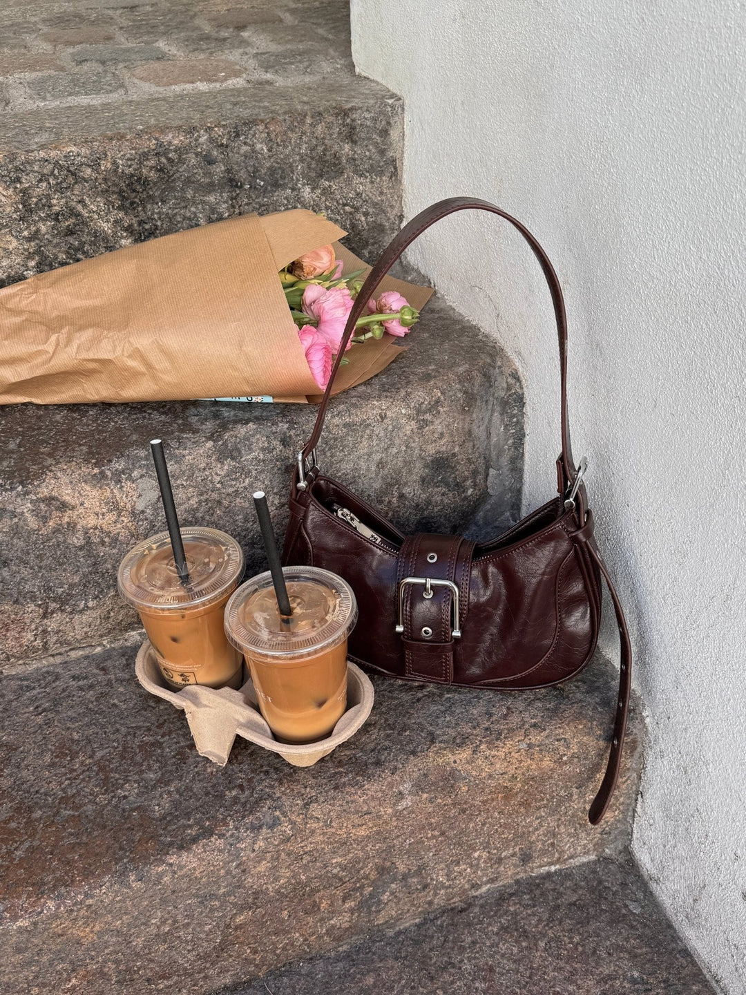 Asta Buckle Bag - Dark Brown