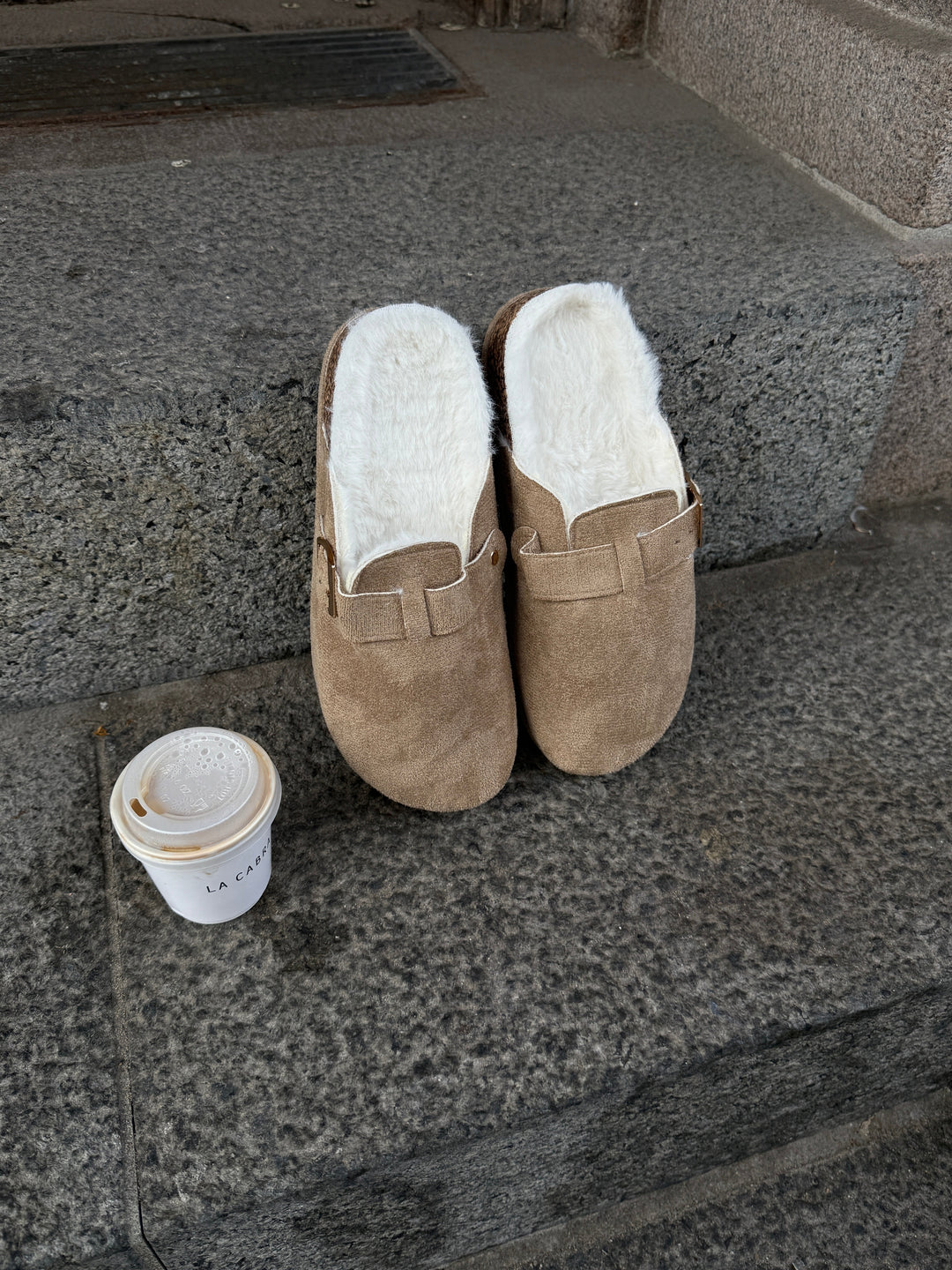 Augusta Faux Fur Slippers - Taupe