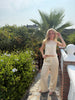 Line Linen Pants - Beige
