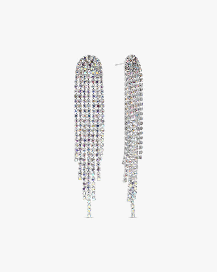 Nanna Long Glitter Earring - Silver