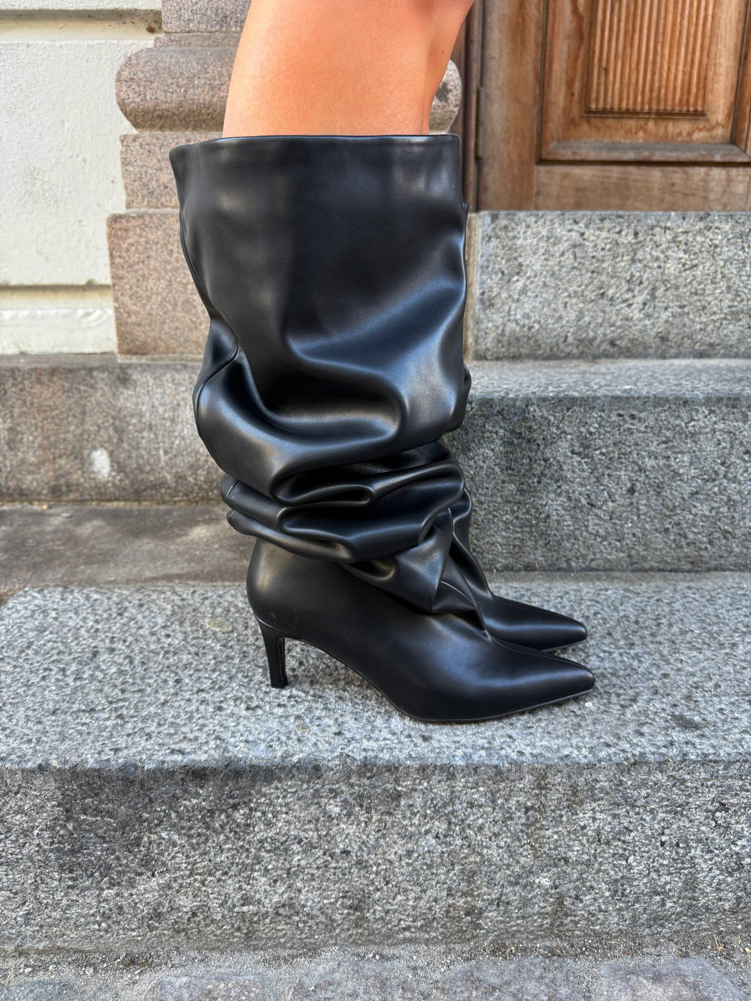 Alberte Faux Leather Boots - Black