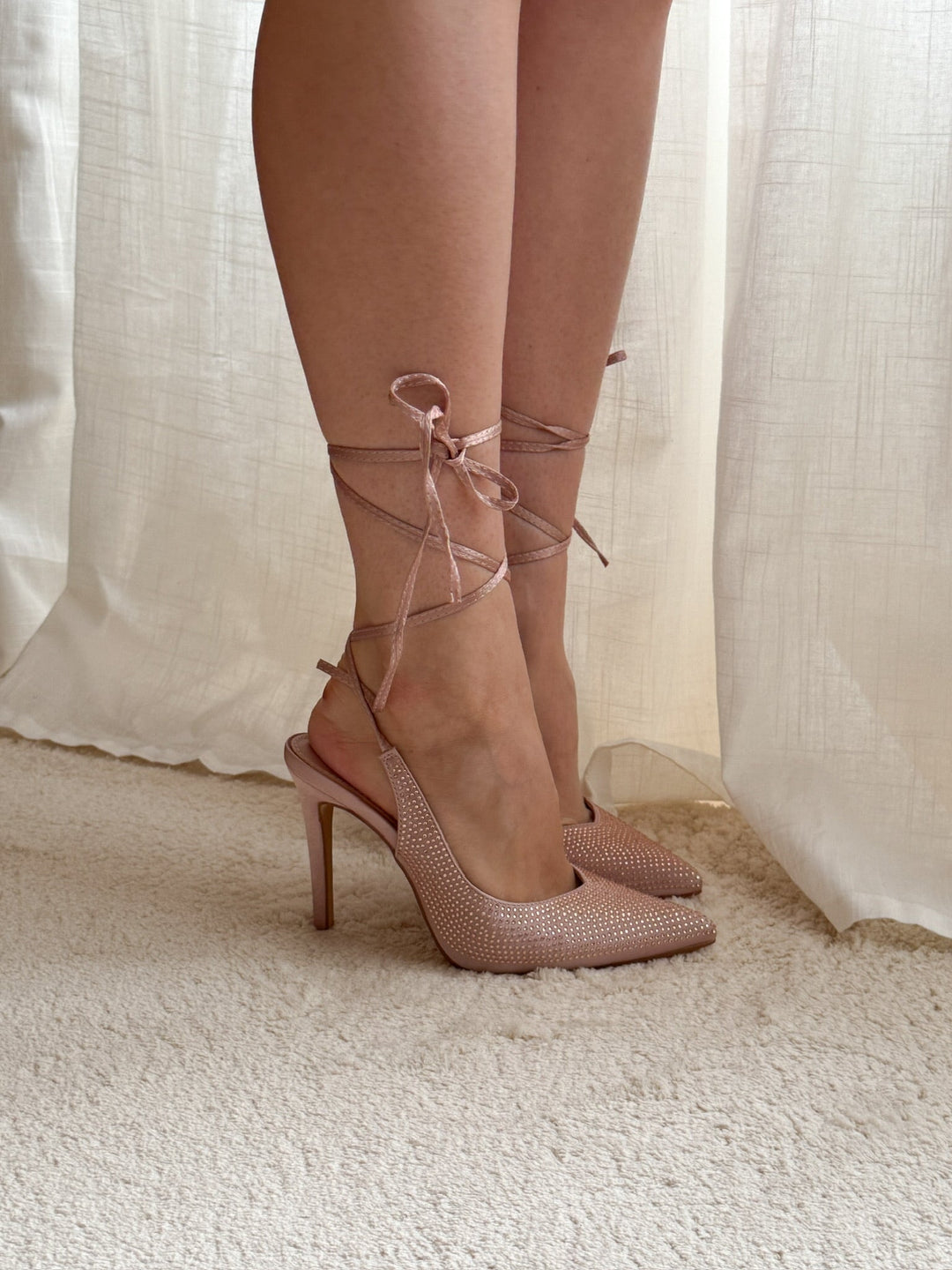 Lora Rhinestones Pumps - Light Pink