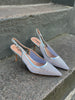 Ariana Sparkling Mesh Slingback Heels - Silver