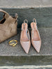 Ariana Sparkling Mesh Slingback Heels - Champagne