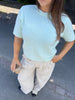 Frida Short Sleeve Knit Pullover - Mint Green