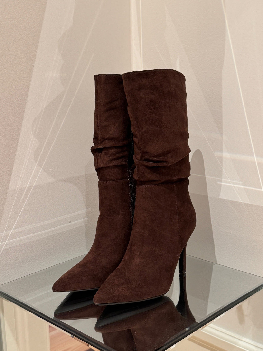 Sasha Suede Stiletto Boots - Chocolate Brown