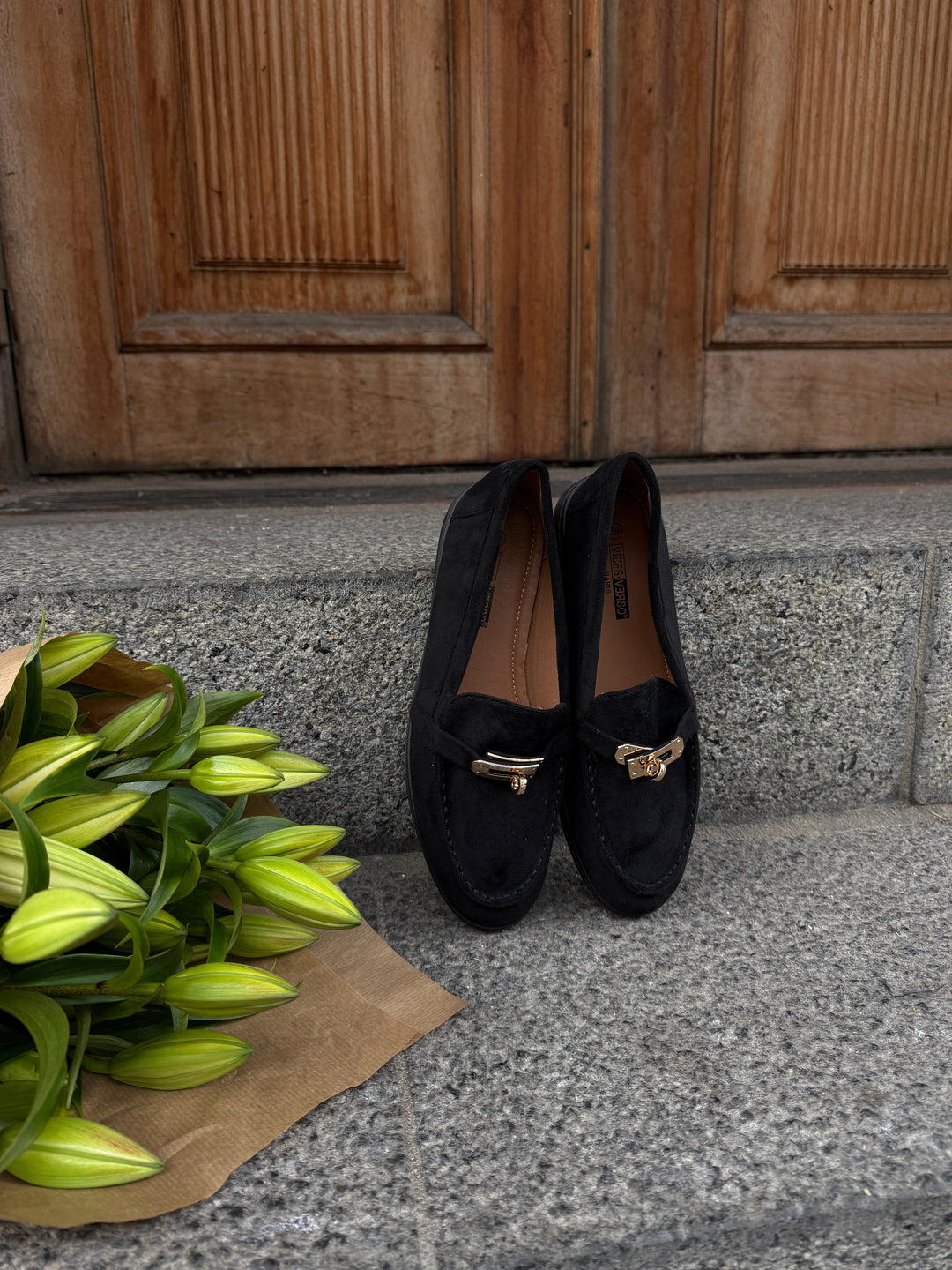 Lianna Buckle Loafers - Black