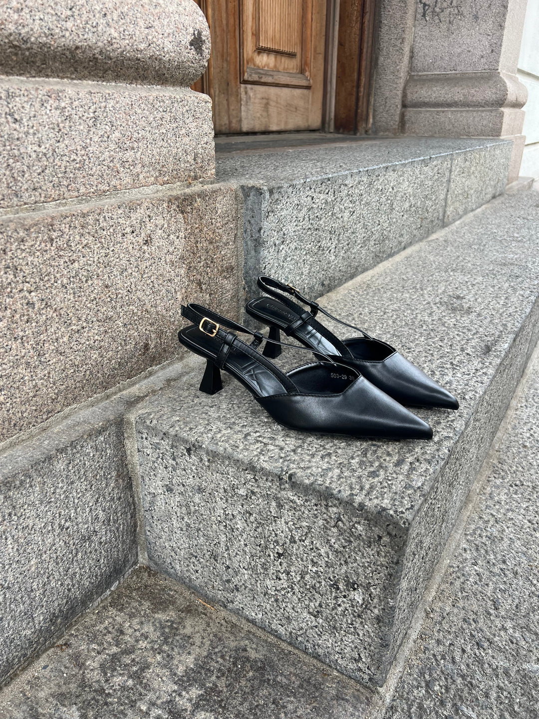 Nova Slingback Heels – Black