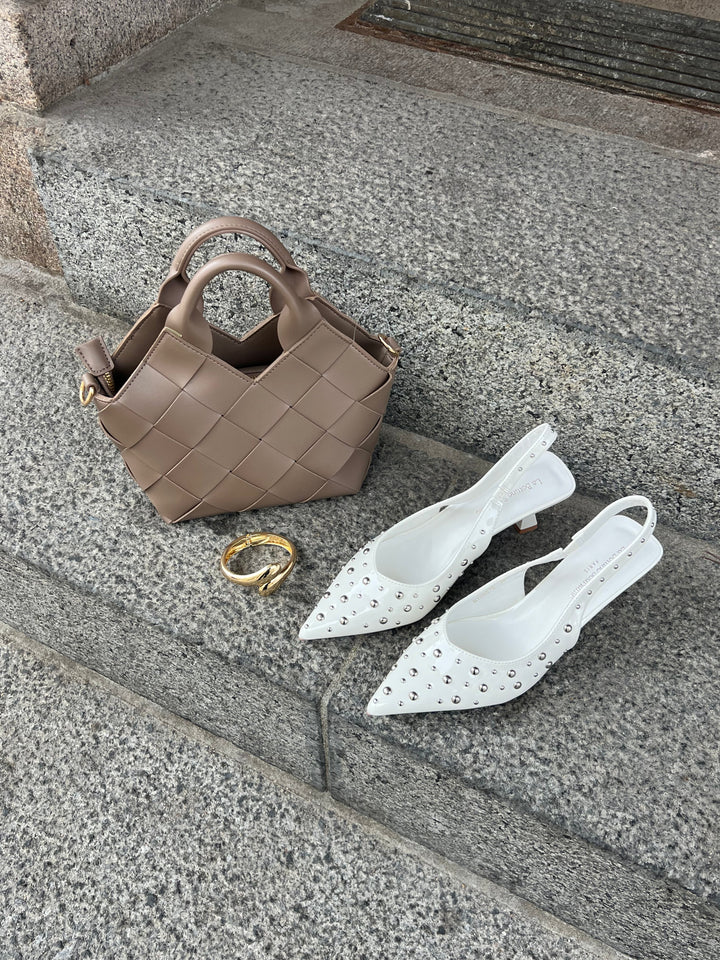 Katrina Studded Slingbacks – White