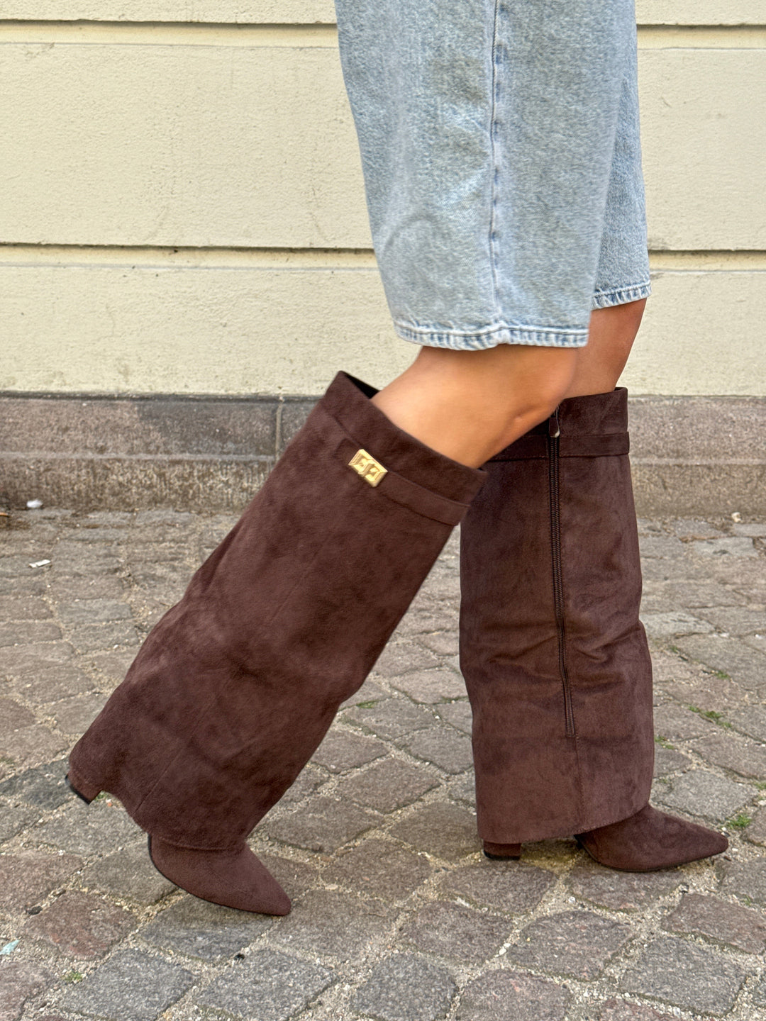 Mille Faux Suede Boots - Dark Brown