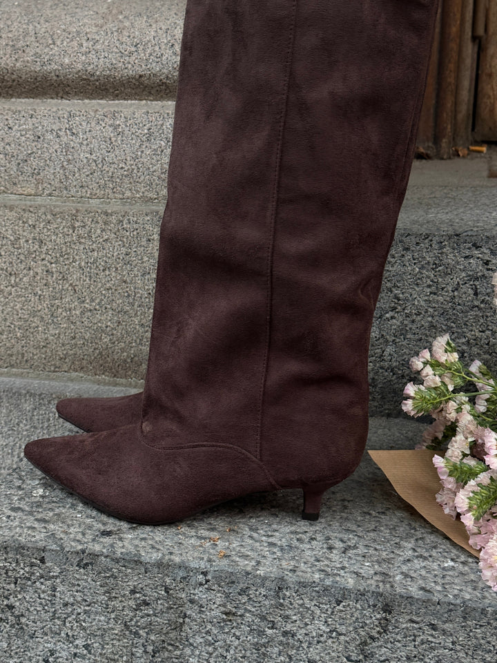 Jami Faux Suede Boots - Dark Brown