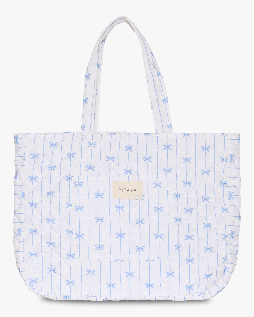 Shay Quilted Tote Bag - Blue Bow