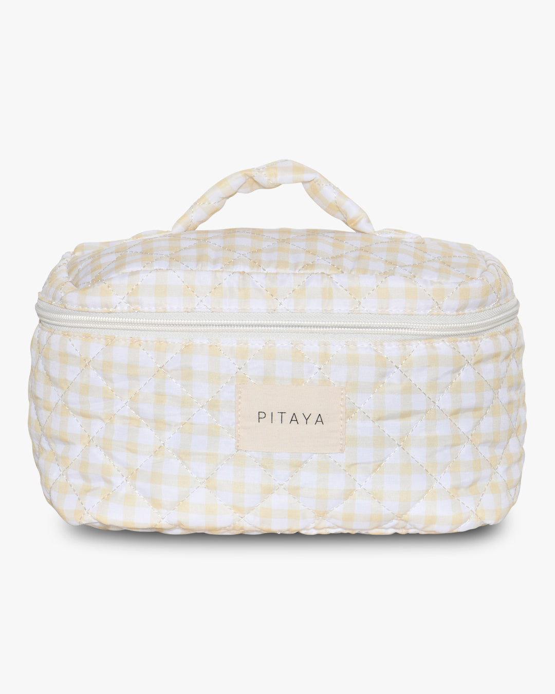Large Makeup Bag - Yellow Check
