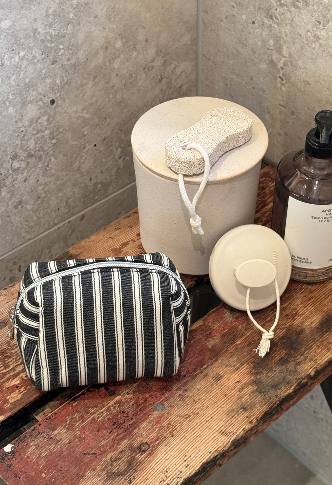 Tea Makeup Bag - Black Stripes