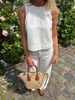 Louise Denim Tank Top - White