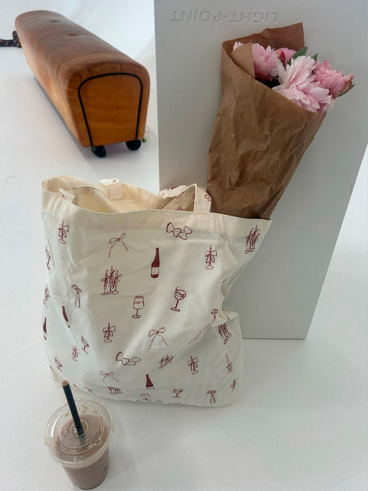 Tote Bag - Burgundy Dinner Setting